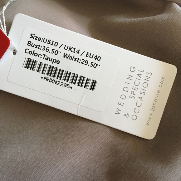 JJ’s House Special Occasion Dress With Built In Bra & Bolero Taupe Size 10 - Picture 6 of 11